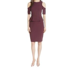 TED BAKER LONDON Dress Peplum Pencil Off the shoulder Wine Size 4 Like new